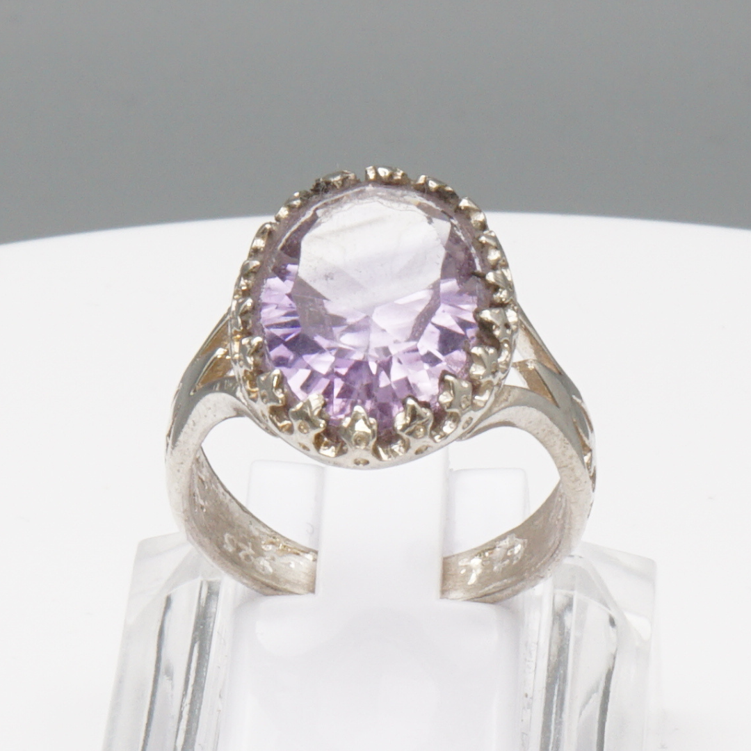925 Silber Damenring mit natürlichem Amethyst