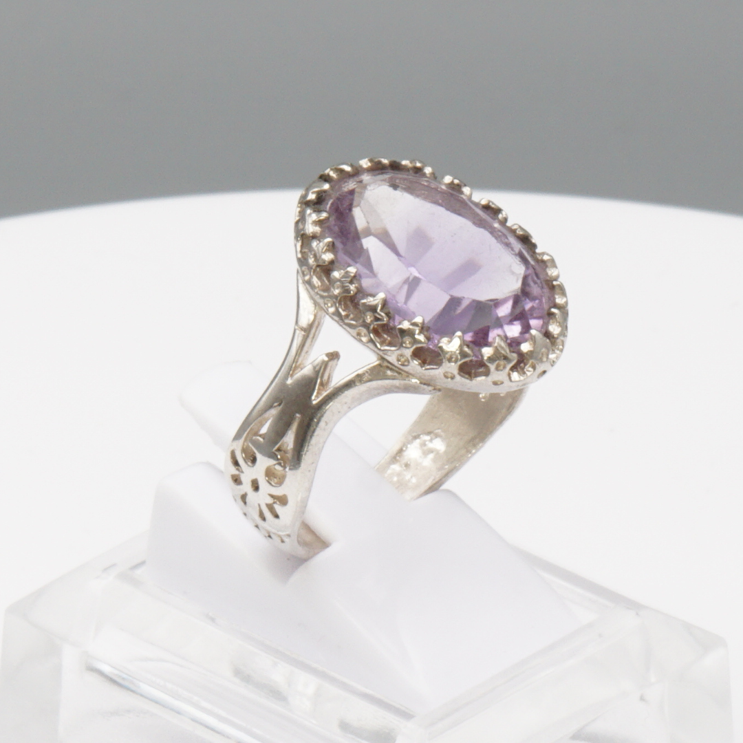 925 Silber Damenring mit natürlichem Amethyst