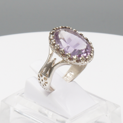 925 Silber Damenring mit natürlichem Amethyst