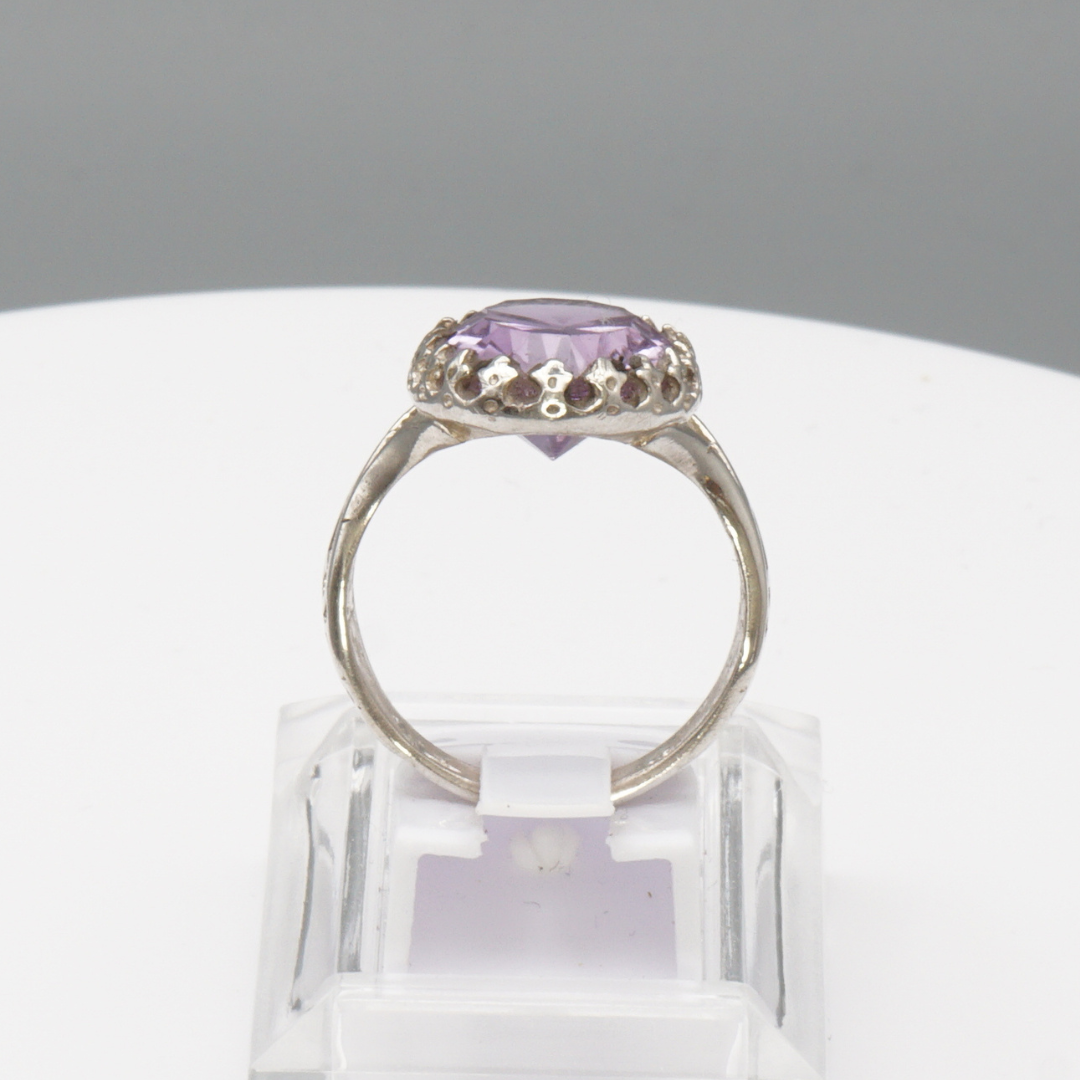 925 Silber Damenring mit natürlichem Amethyst
