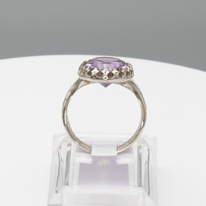 925 Silber Damenring mit natürlichem Amethyst