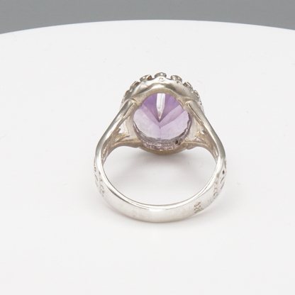 925 Silber Damenring mit natürlichem Amethyst