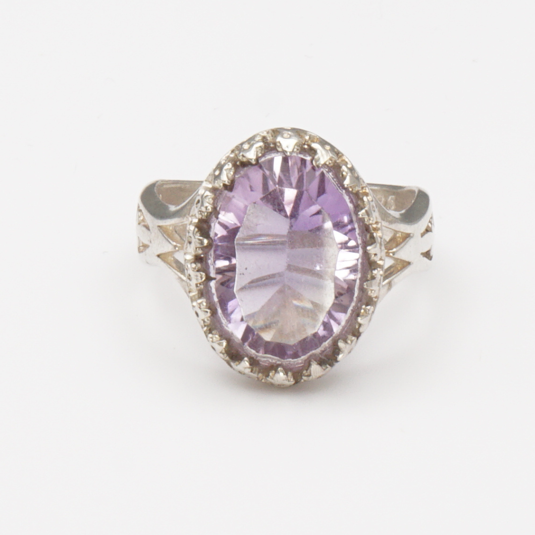 925 Silber Damenring mit natürlichem Amethyst