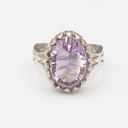 925 Silber Damenring mit natürlichem Amethyst