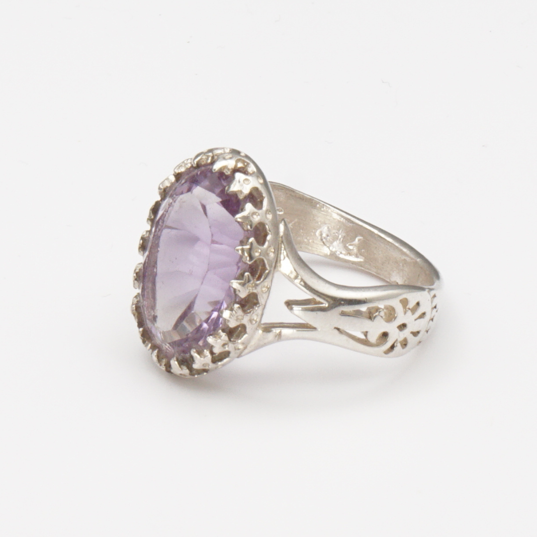 925 Silber Damenring mit natürlichem Amethyst