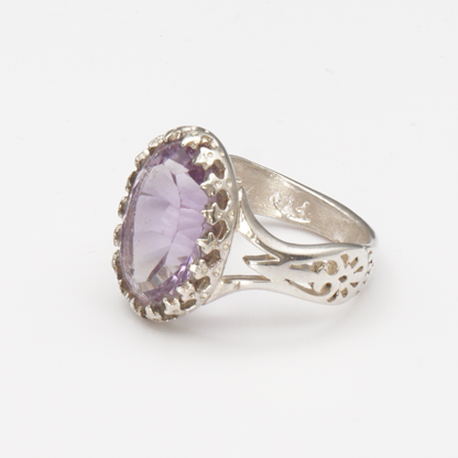 925 Silber Damenring mit natürlichem Amethyst