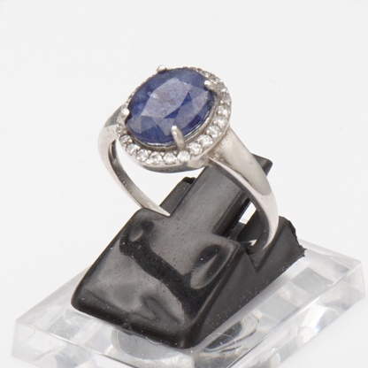 925 Silber Damen Ring mit natürlichem Saphir