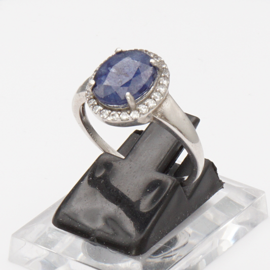 925 Silber Damen Ring mit natürlichem Saphir
