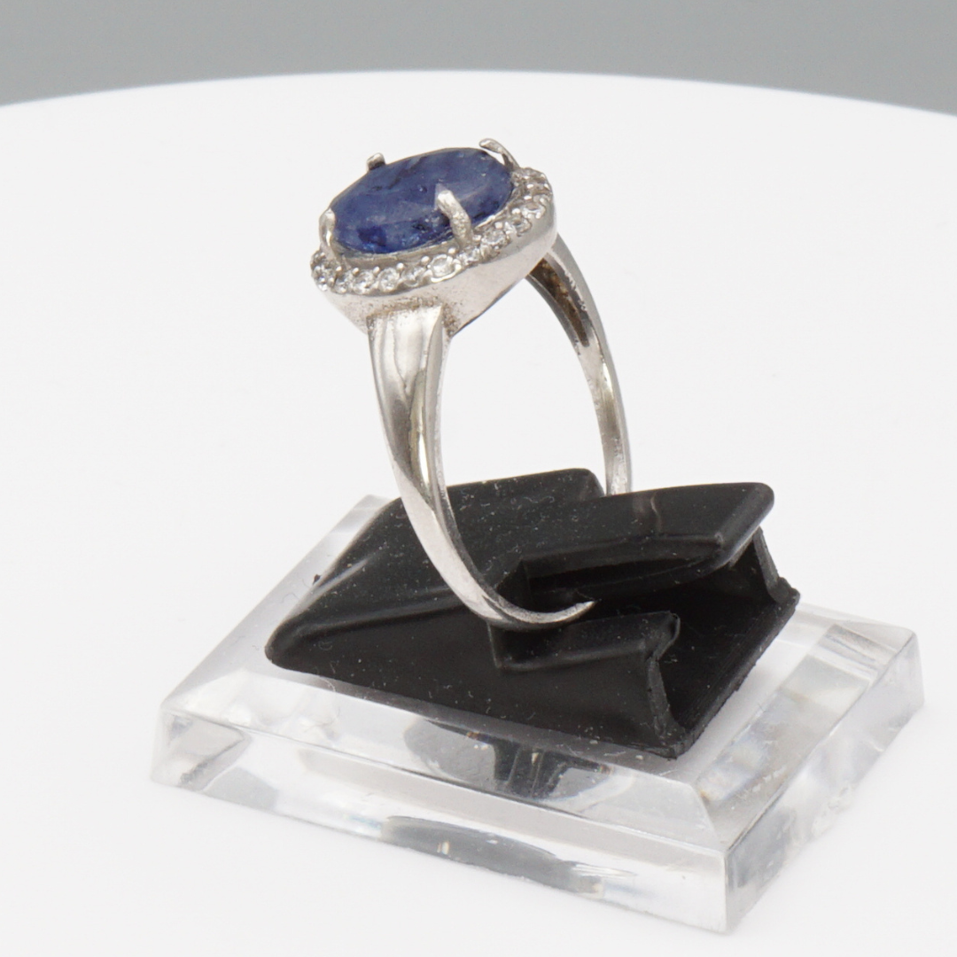 925 Silber Damen Ring mit natürlichem Saphir