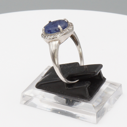 925 Silber Damen Ring mit natürlichem Saphir