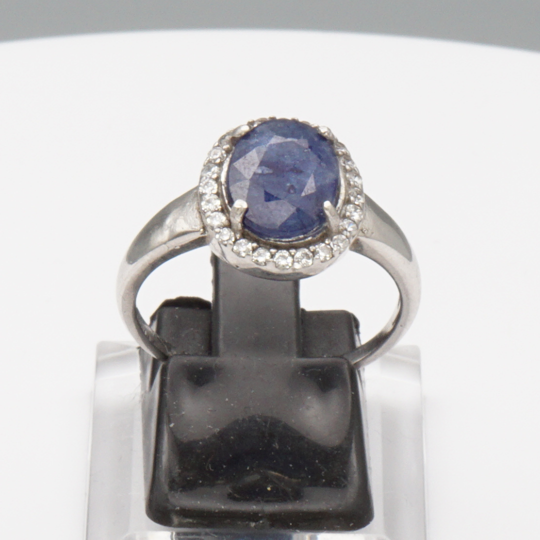 925 Silber Damen Ring mit natürlichem Saphir
