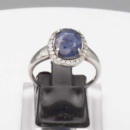 925 Silber Damen Ring mit natürlichem Saphir