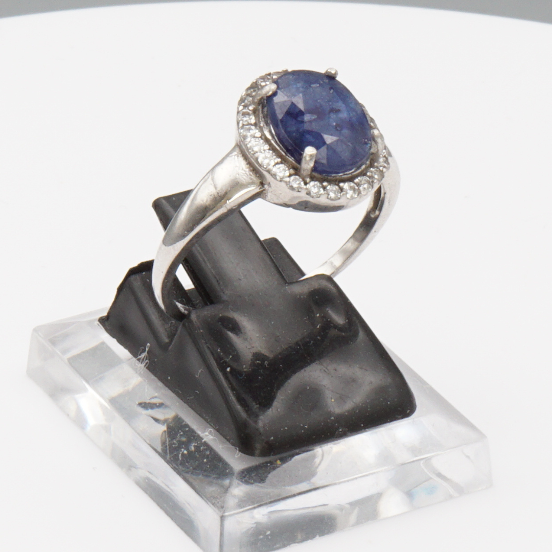 925 Silber Damen Ring mit natürlichem Saphir