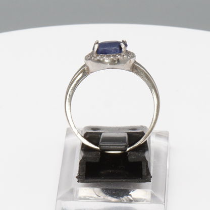 925 Silber Damen Ring mit natürlichem Saphir