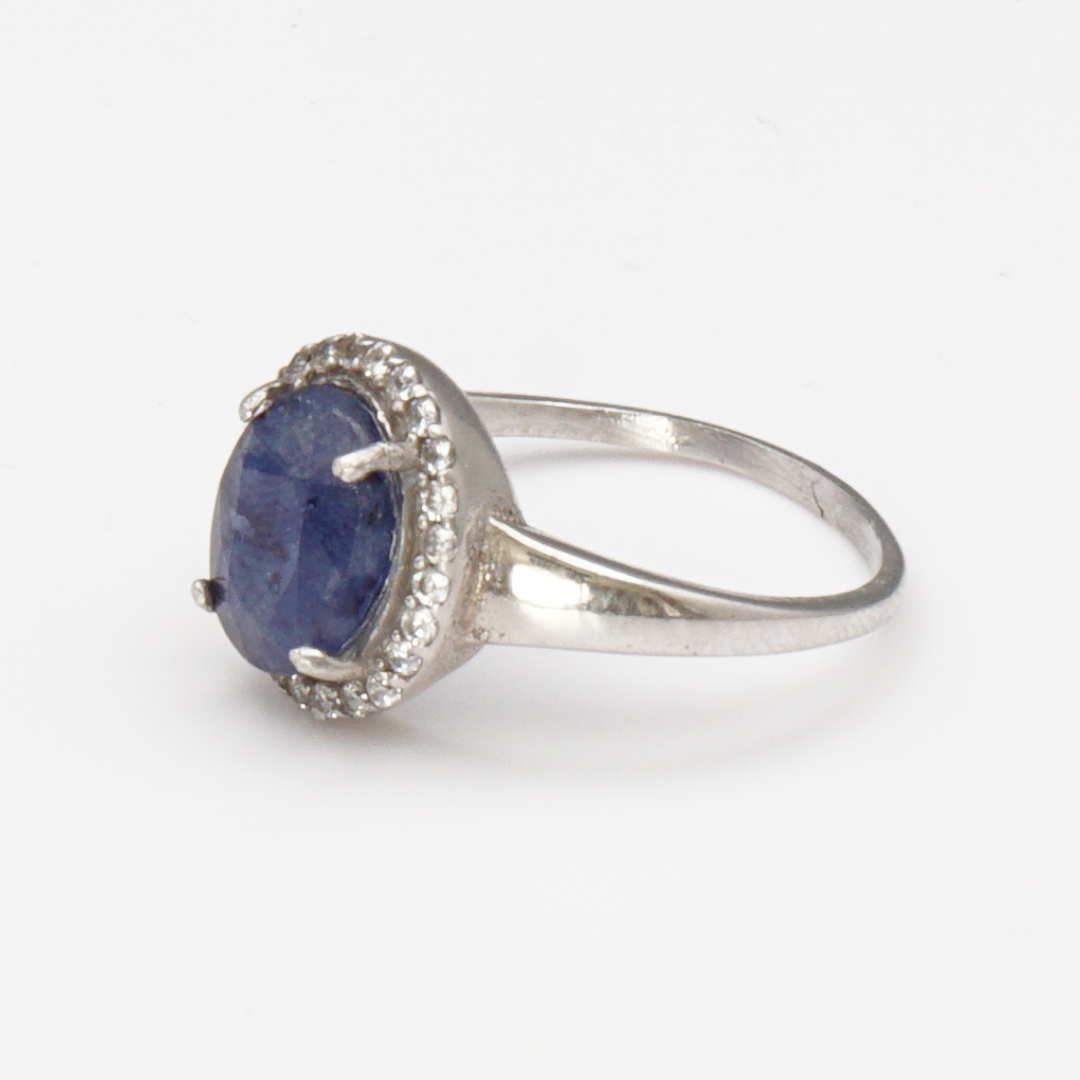925 Silber Damen Ring mit natürlichem Saphir