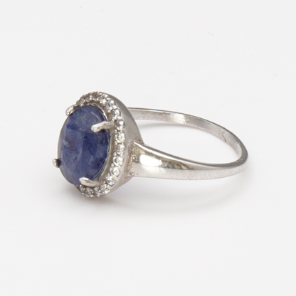925 Silber Damen Ring mit natürlichem Saphir