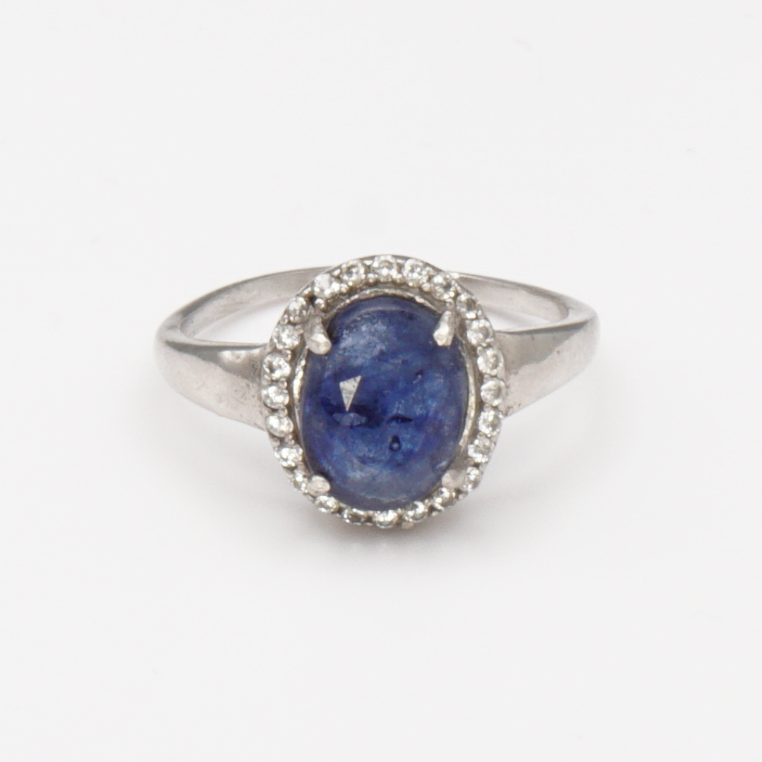 925 Silber Damen Ring mit natürlichem Saphir
