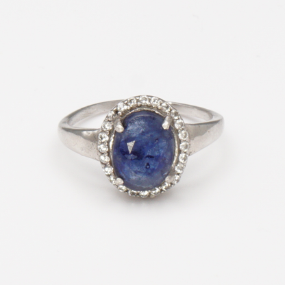 925 Silber Damen Ring mit natürlichem Saphir