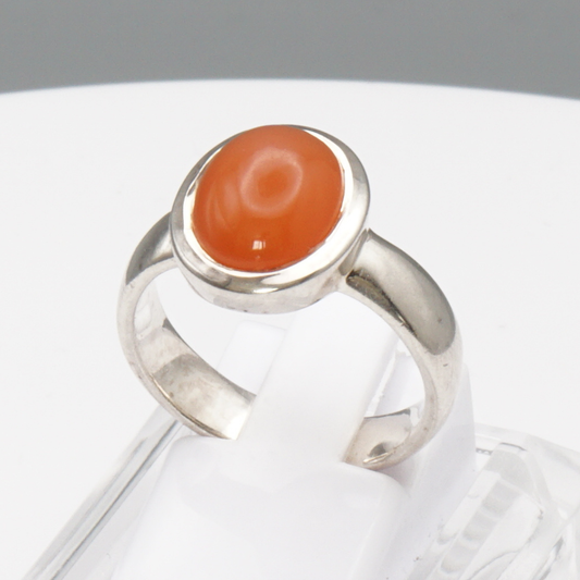 925 Massvier Silber Damen Ring mit Jemen Achat - Aqeeq - Handarbeit
