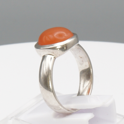 925 Massvier Silber Damen Ring mit Jemen Achat - Aqeeq - Handarbeit