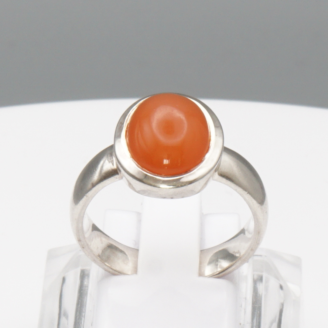 925 Massvier Silber Damen Ring mit Jemen Achat - Aqeeq - Handarbeit