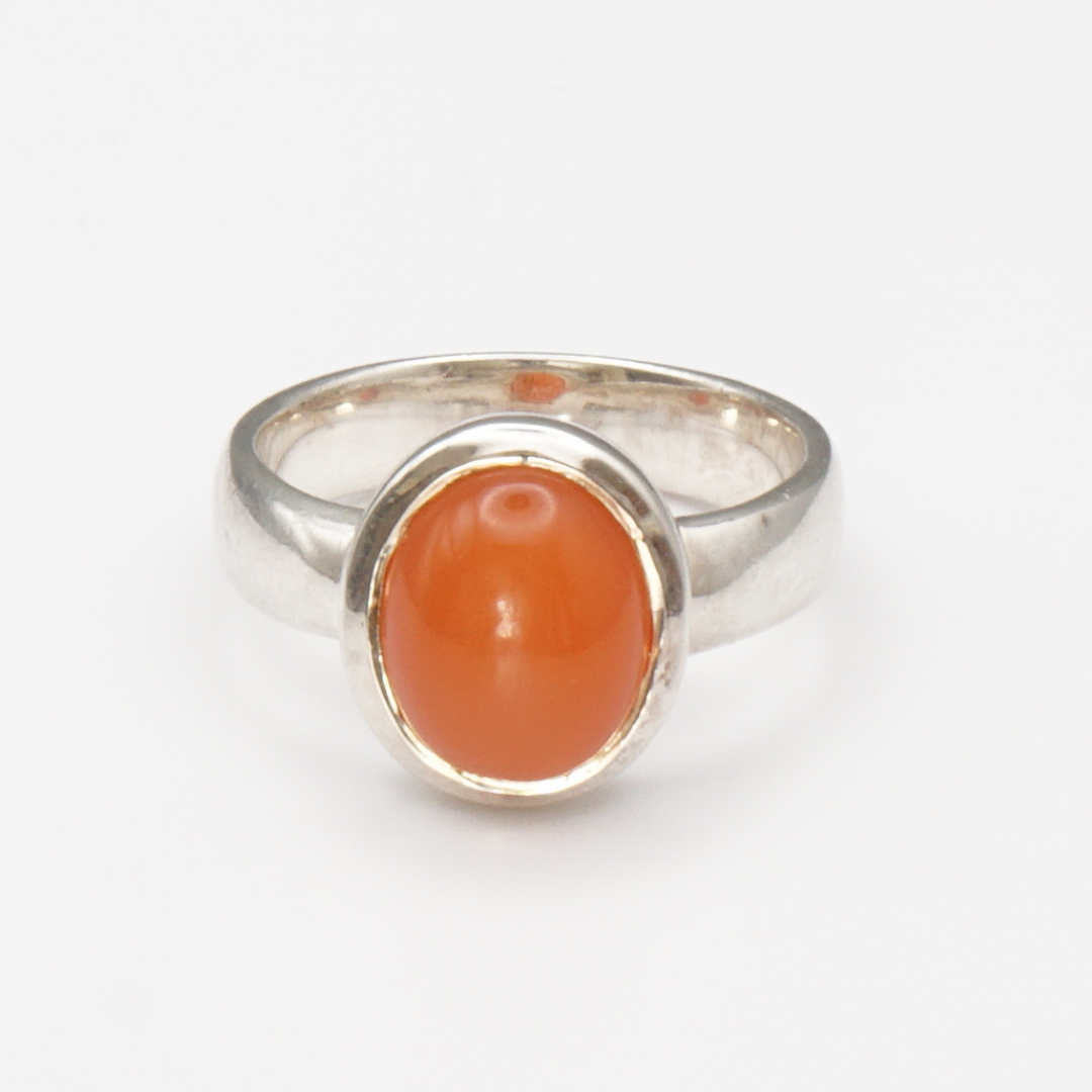 925 Massvier Silber Damen Ring mit Jemen Achat - Aqeeq - Handarbeit