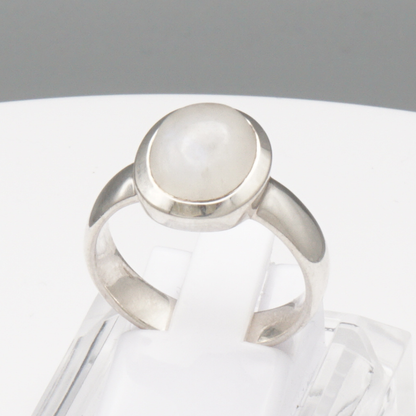 925 Silber Massiver Damen Ring mit echtem Mondstein - Handarbeit