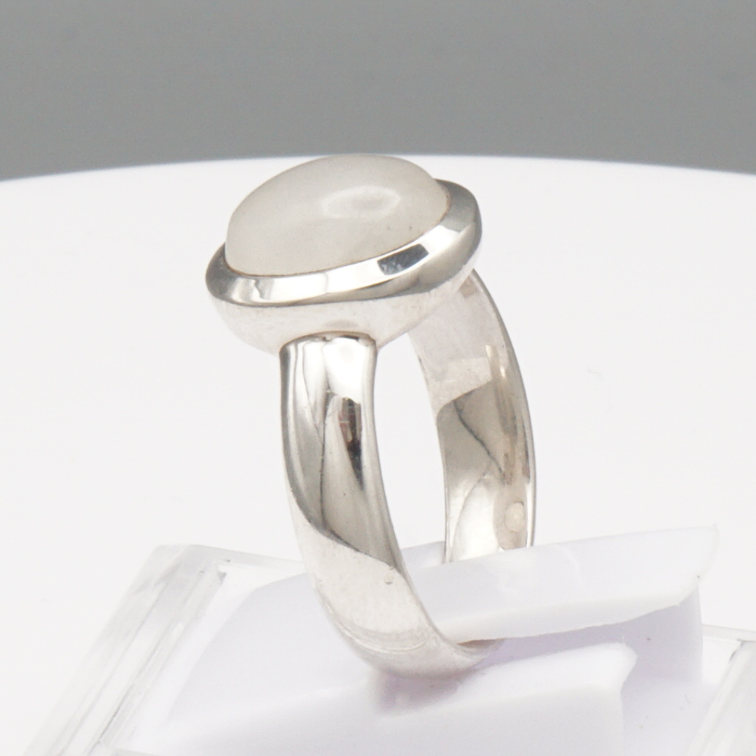 925 Silber Massiver Damen Ring mit echtem Mondstein - Handarbeit
