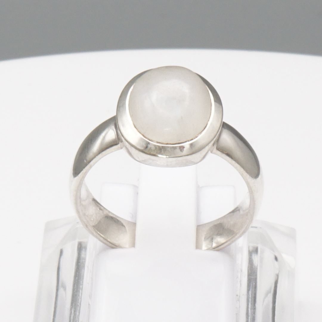 925 Silber Massiver Damen Ring mit echtem Mondstein - Handarbeit