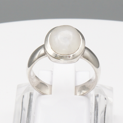 925 Silber Massiver Damen Ring mit echtem Mondstein - Handarbeit