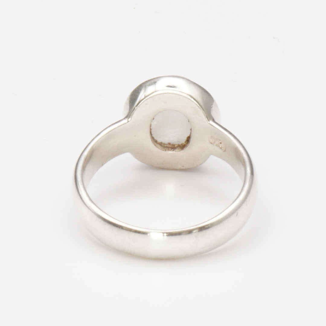 925 Silber Massiver Damen Ring mit echtem Mondstein - Handarbeit