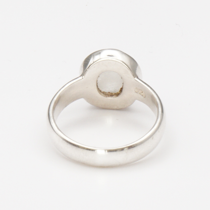 925 Silber Massiver Damen Ring mit echtem Mondstein - Handarbeit