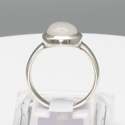 925 Silber Massiver Damen Ring mit echtem Mondstein - Handarbeit