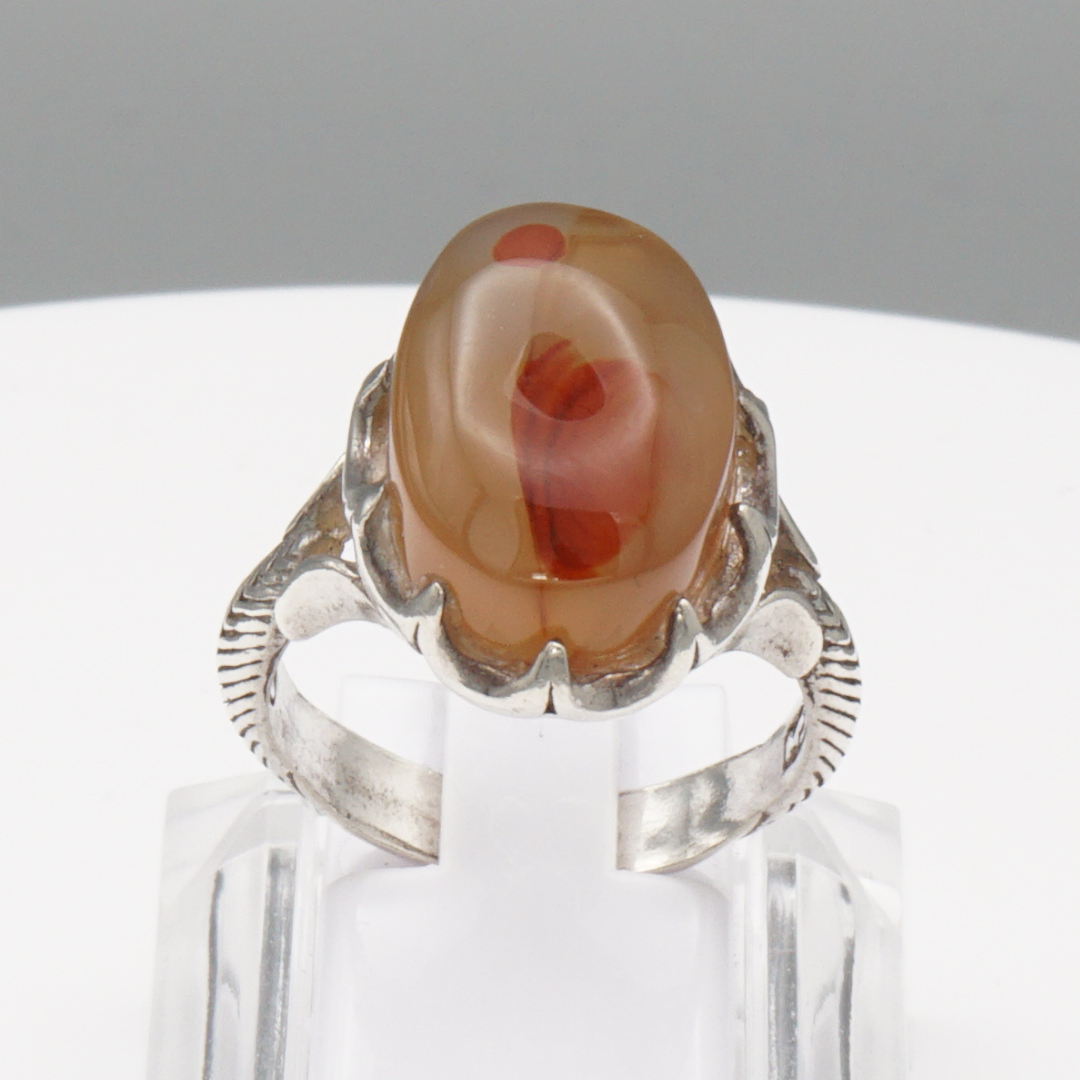 925 Silber Herrenring mit Jemen Achat - Aqeeq Yamani Handarbeit