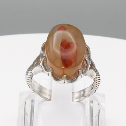 925 Silber Herrenring mit Jemen Achat - Aqeeq Yamani Handarbeit