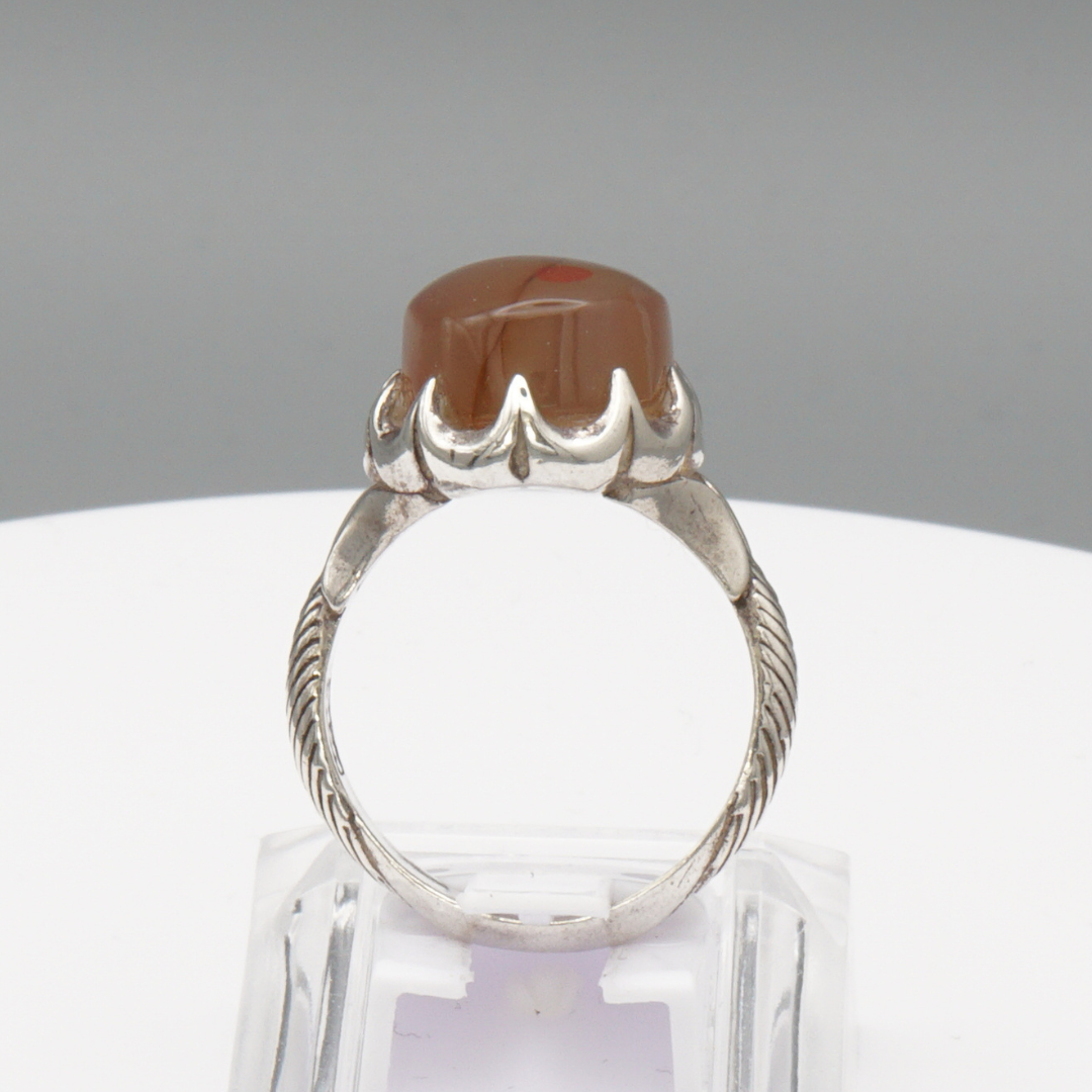 925 Silber Herrenring mit Jemen Achat - Aqeeq Yamani Handarbeit