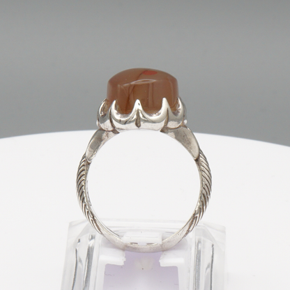 925 Silber Herrenring mit Jemen Achat - Aqeeq Yamani Handarbeit