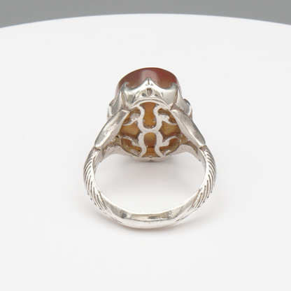 925 Silber Herrenring mit Jemen Achat - Aqeeq Yamani Handarbeit