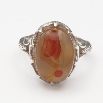 925 Silber Herrenring mit Jemen Achat - Aqeeq Yamani Handarbeit