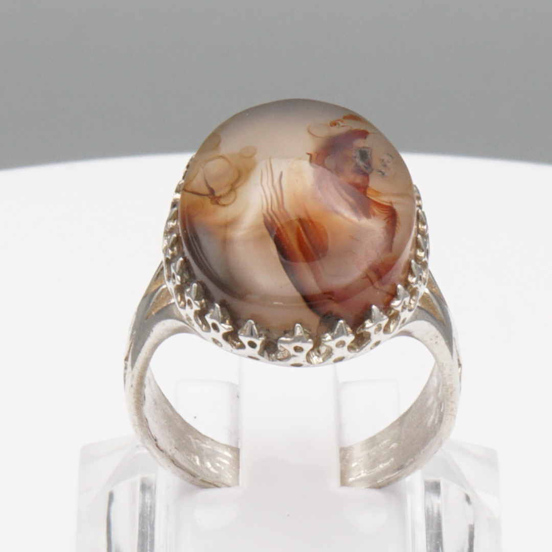 925 Silber Herrenring mit Jemen Achat - Aqeeq Yamani