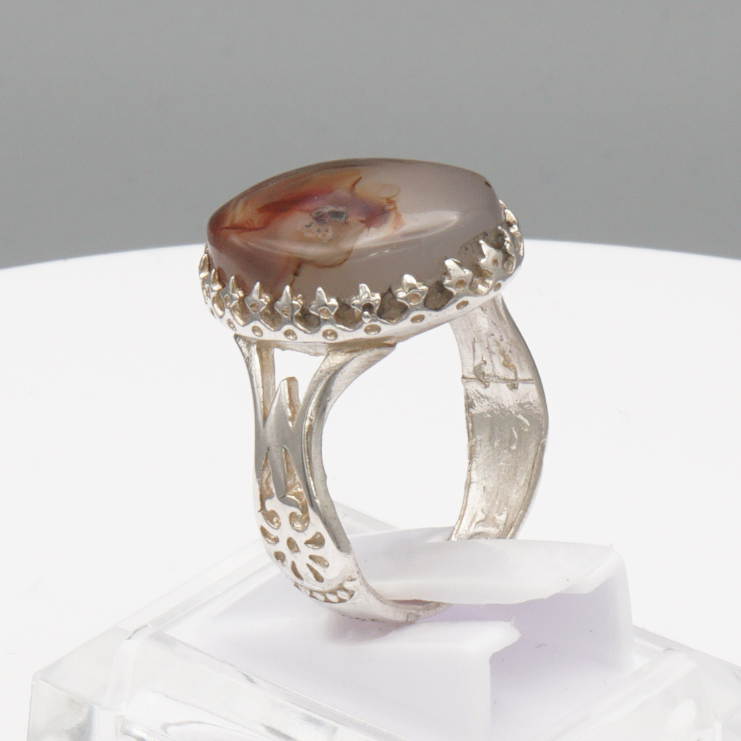 925 Silber Herrenring mit Jemen Achat - Aqeeq Yamani