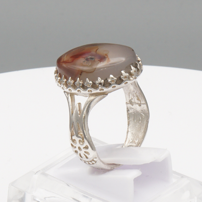925 Silber Herrenring mit Jemen Achat - Aqeeq Yamani