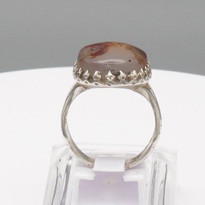 925 Silber Herrenring mit Jemen Achat - Aqeeq Yamani