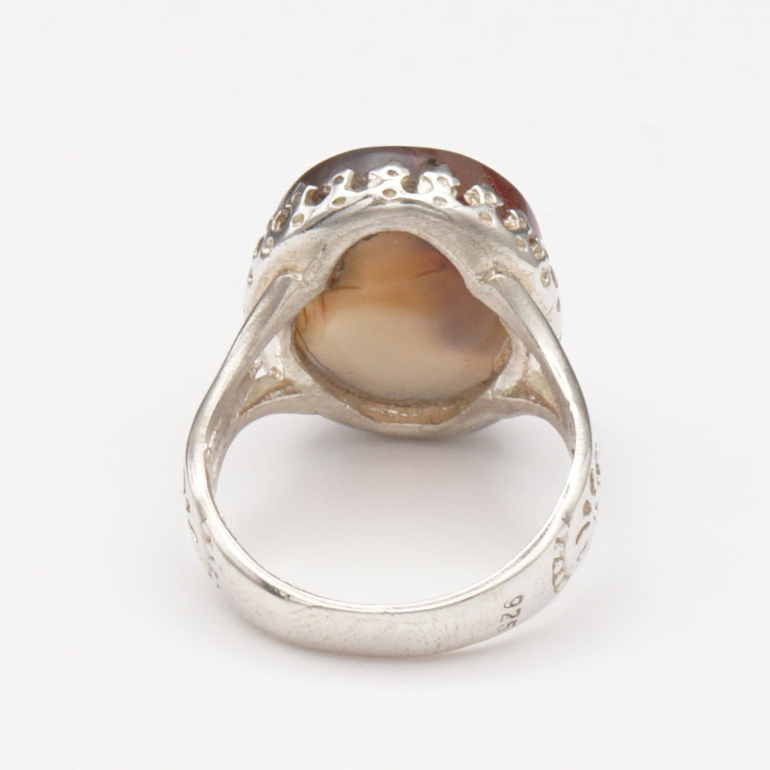 925 Silber Herrenring mit Jemen Achat - Aqeeq Yamani