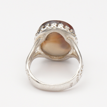 925 Silber Herrenring mit Jemen Achat - Aqeeq Yamani