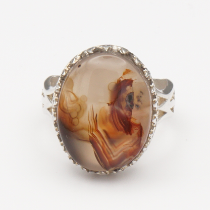925 Silber Herrenring mit Jemen Achat - Aqeeq Yamani