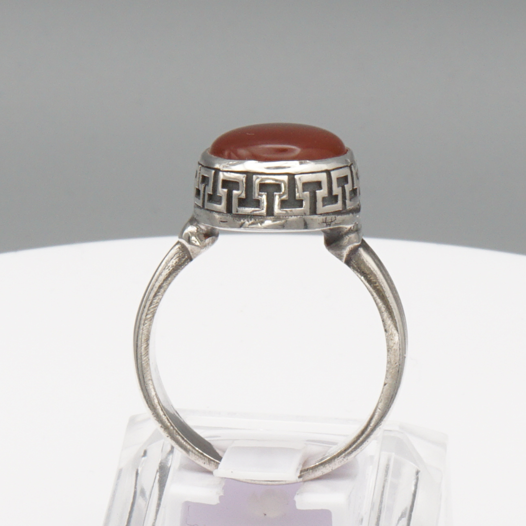 925 Silber Herrenring mit Jemen Achat - Aqeeq Yamani Handarbeit