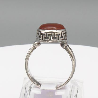 925 Silber Herrenring mit Jemen Achat - Aqeeq Yamani Handarbeit