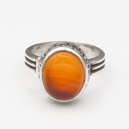 925 Silber Herrenring mit Jemen Achat - Aqeeq Yamani Handarbeit