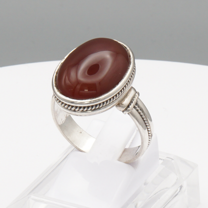 925 Silber Herrenring mit Jemen Achat - Aqeeq Yamani Handarbeit